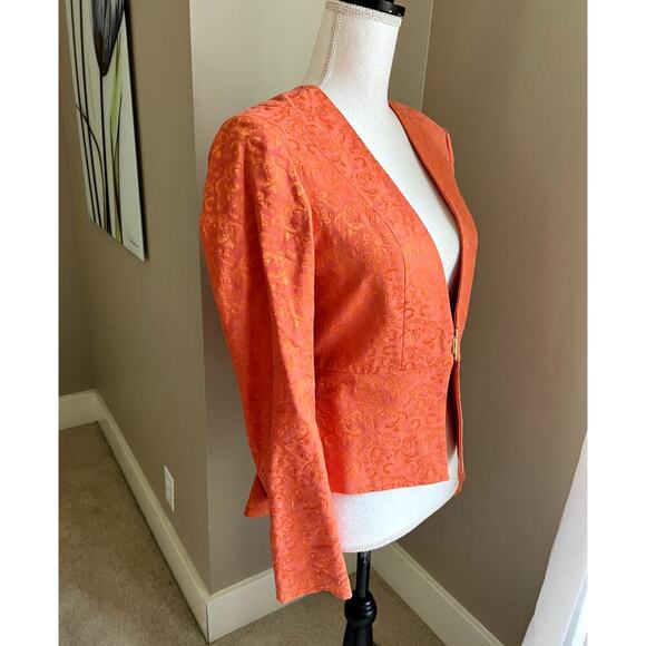 Venus jacquard orange blazer jacket size 4 - Picture 4 of 5